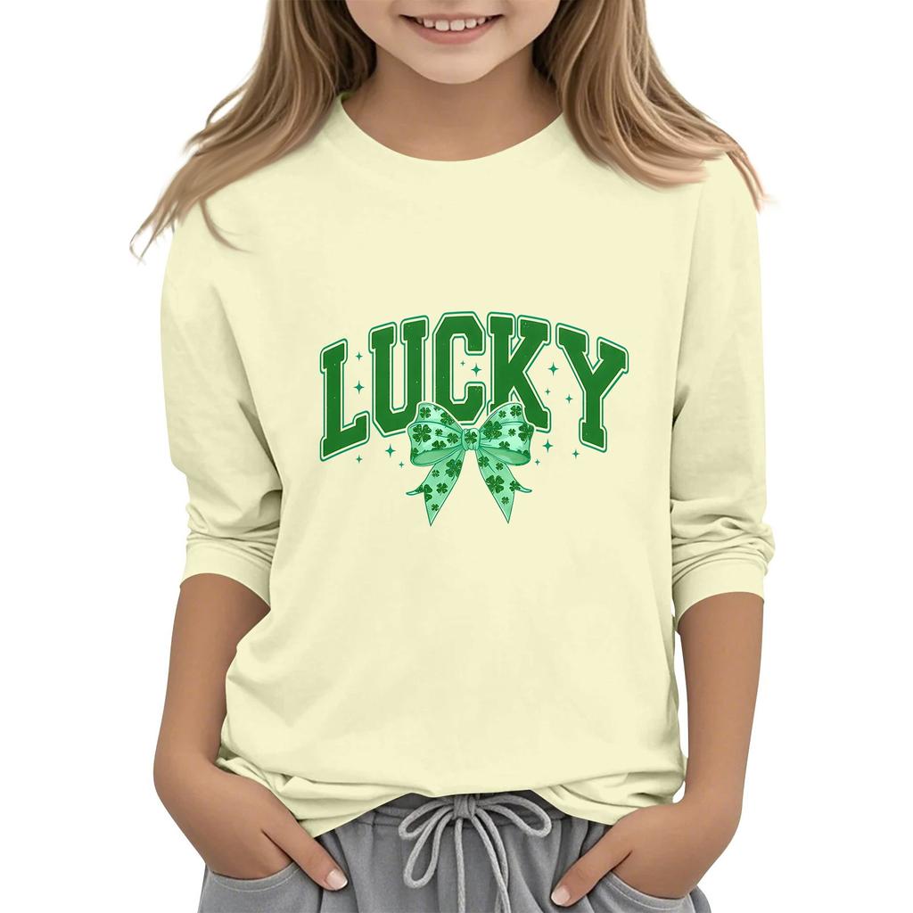 Детская повседневная футболка с принтом в виде воротника с надписью «Св. Патрик» и рукавами длиной 7 минут