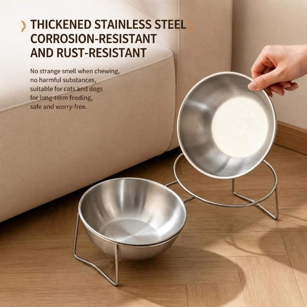 201 Stainless Steel Cat Bowls Tilted Pet Bowls Stable Cat Food Bowl Pet Supplies