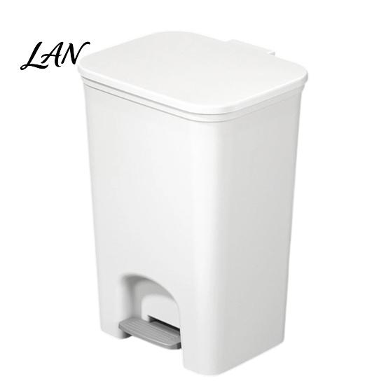 Space Saving Trash Can for Cabinet Gaps Slim Can, with Pedal Step Design, Touchless Odor Proof Wastebasket, Modern White And Gray Garbage Bin