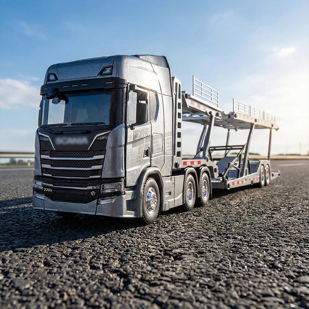 1:50 SCANIA Двухэтажный бортовой транспортный автомобиль Модель автомобиля из литого металла Коллекция игрушечных машинок для детей Хобби Игрушка на день рождения