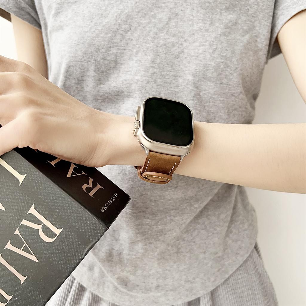 Genuine Leather Watchband For Apple Watch Series 10 9 8 7 SE 6 5 4 3 2 1 42mm 41mm 40mm 38mm Wrist Strap Replacement