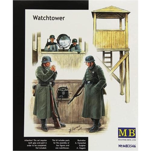 Master Box 1/35 Scale German Searchlight Watchtower and Guard (Set of 4) Plastic Model Kit MB35046