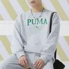 Puma Буквенный логотип с принтом Спортивный фитнес-тренировочный трикотажный свитер с круглым вырезом, длинный рукав, американская винтажная толстовка, унисекс, толстовка, серый цвет 682929-04