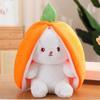Kawaii Fruit Transfigured Bunny Plush Toy Cute Carrot Strawberry Turn Into Rabbit Plush Cosplay Toy Kids Birthday Christmas Gift