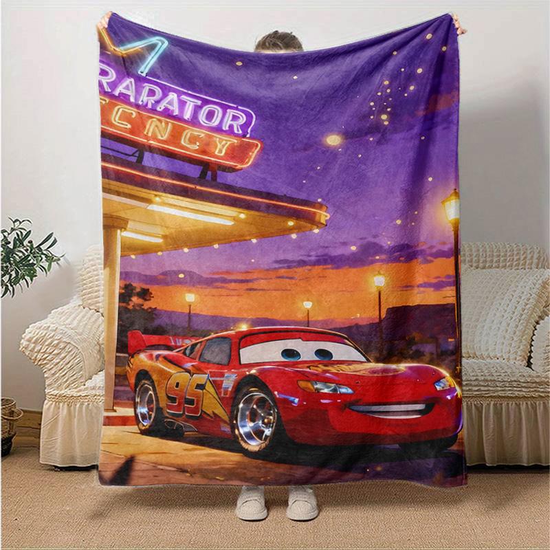 1pc Mcqueens Adventure Flannel Blanket Soft Warm Throw Blanket for Bedroom Living Room Bed Travel Camping Picnic Gift. M730048