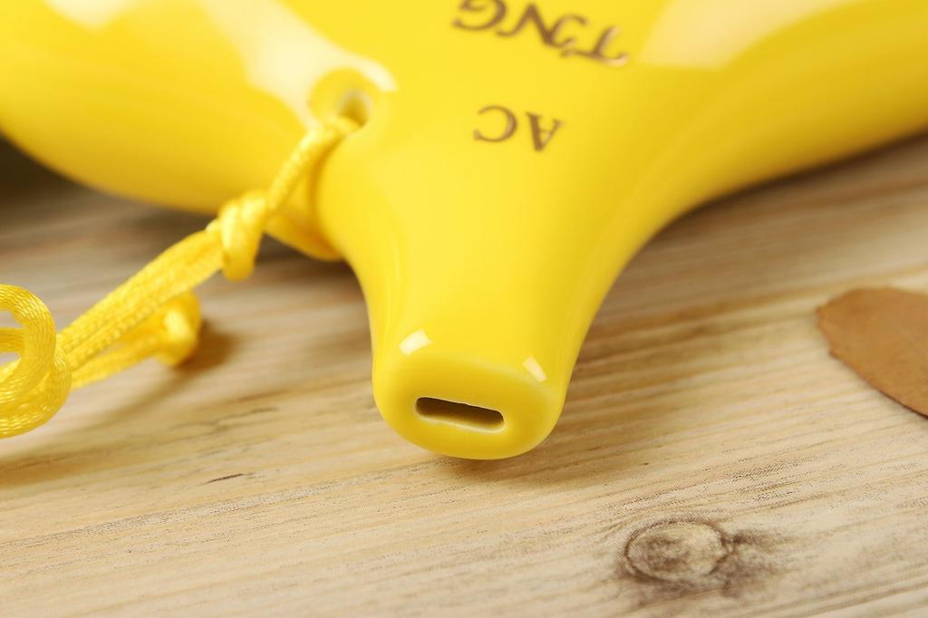 TNG Ocarina, Single [12-Hole  Alto  Yellow], Premium C Key, AC (Includes Fingering Chart), Glazed Finish, Yellow, for Wind Instruments