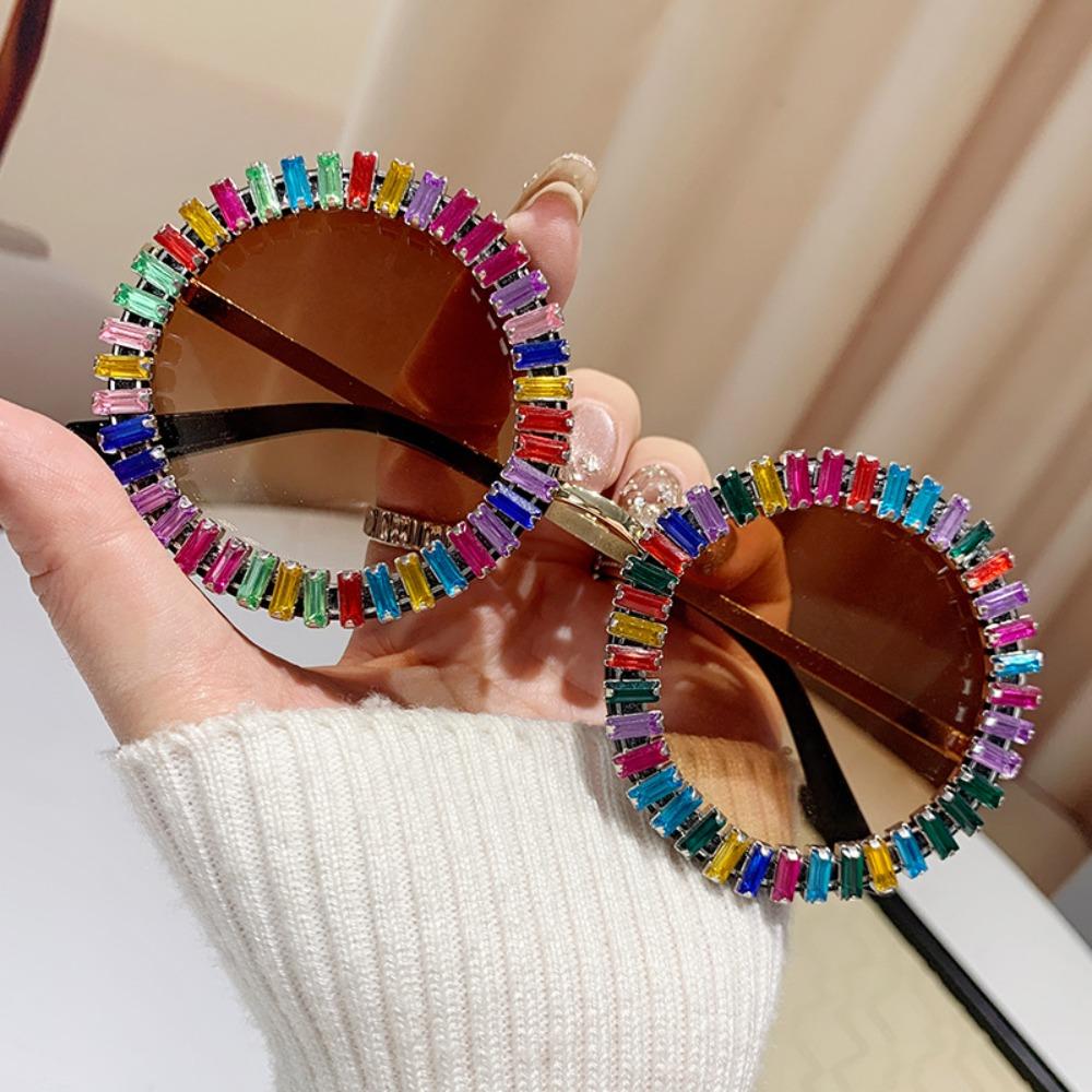 Steampunk Retro Frame Eyewear Fashion Women Spectacles Convenient Rhinestone Sunglasses Selfie