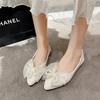 Fashion Ladies' Versatile Temperament Pointed Bow Flat Shoes Spring Summer New Fashionable Elegant Comfortable Dress Flat Shoes