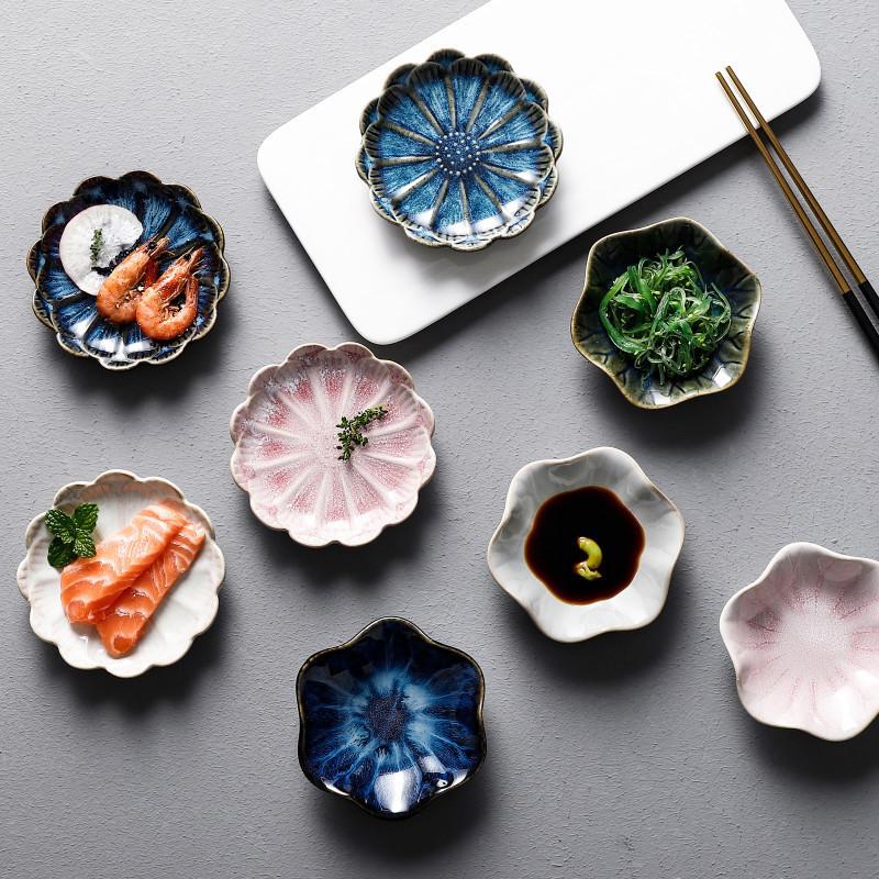 Ceramic Plate Retro Kiln Glaze Japanese Sauce Multi-purpose Storage Tray Mini Dipping Sashimi Sushi Soy Dishes Home Snack Plate