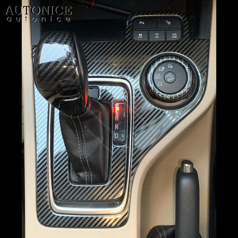 Carbon Fiber Color Stainless Auto Inner Gear Shift Panel Cover Fit for Ford Everest Endeavour Accessories Right Hand Side