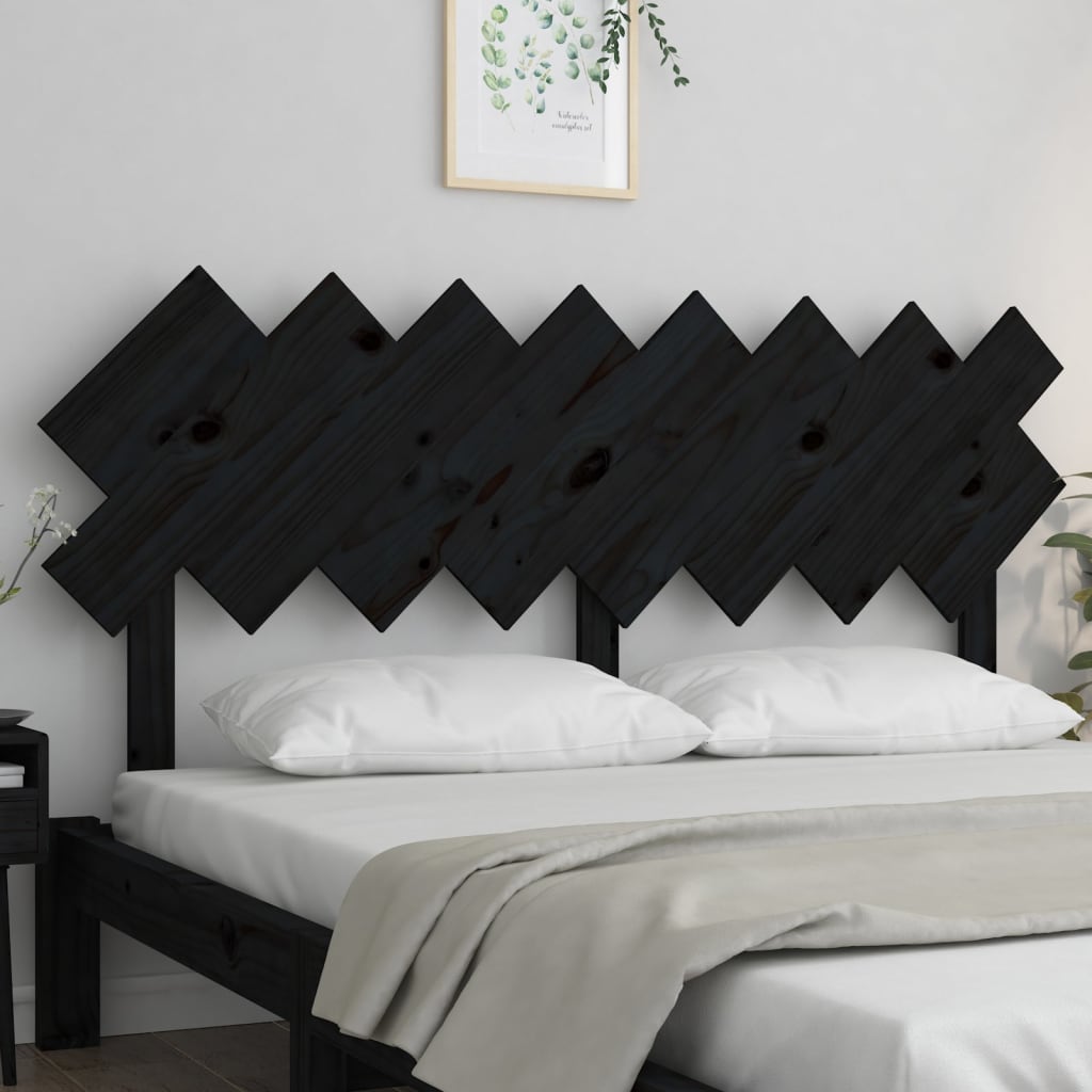 Bed Headboard in Black 159.5 x 3 x 80.5 cm Solid Pine Wood