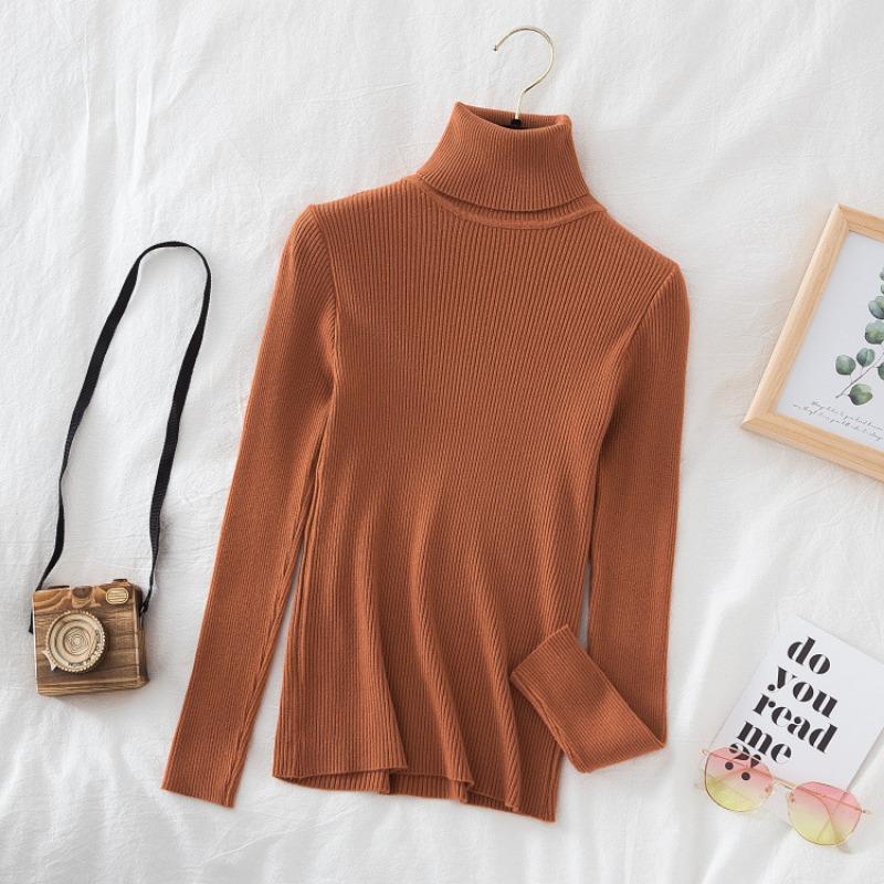 Fashion Turtleneck Long Sleeve Pullover Knitted Women Sweater Spring Autumn Thin Slim Fit Loose Simple Tops Sweaters Korean Version Bottoming Top