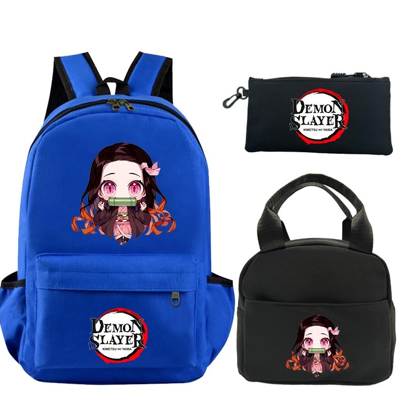 3 шт./компл. рюкзак «Убийца Демонов» с принтом, сумка для обеда, пенал для подростков, детский школьный рюкзак для девочек и мальчиков