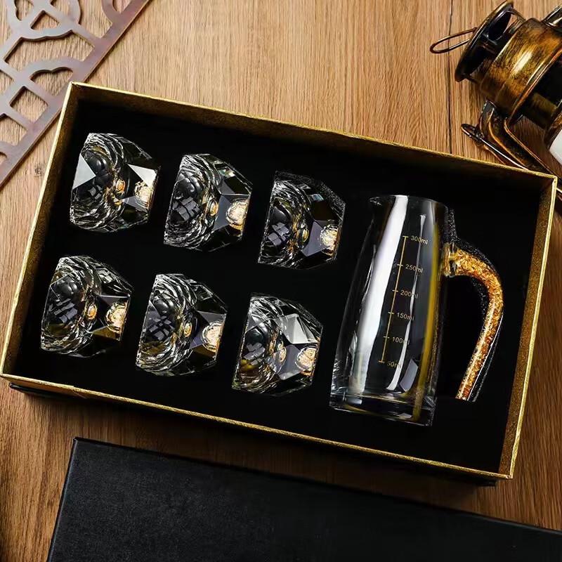 Shangqi Handmade Gold Leaf Turquoise Baijiu Glass Set