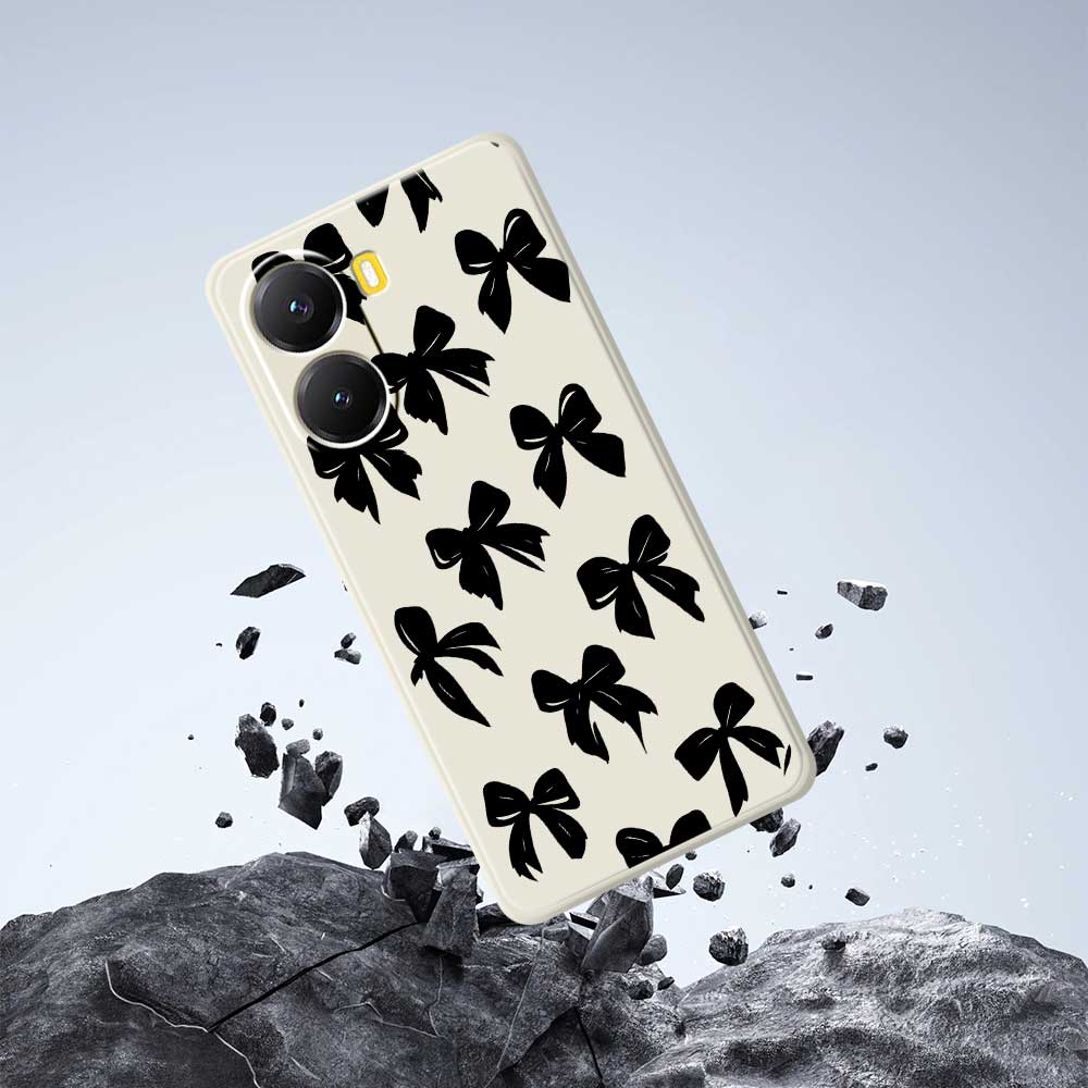 For Xiaomi Redmi Turbo 4 5G/Poco X7 Pro 5G Case Black Bow Pattern Printing Straight Edge TPU Phone Back Cover