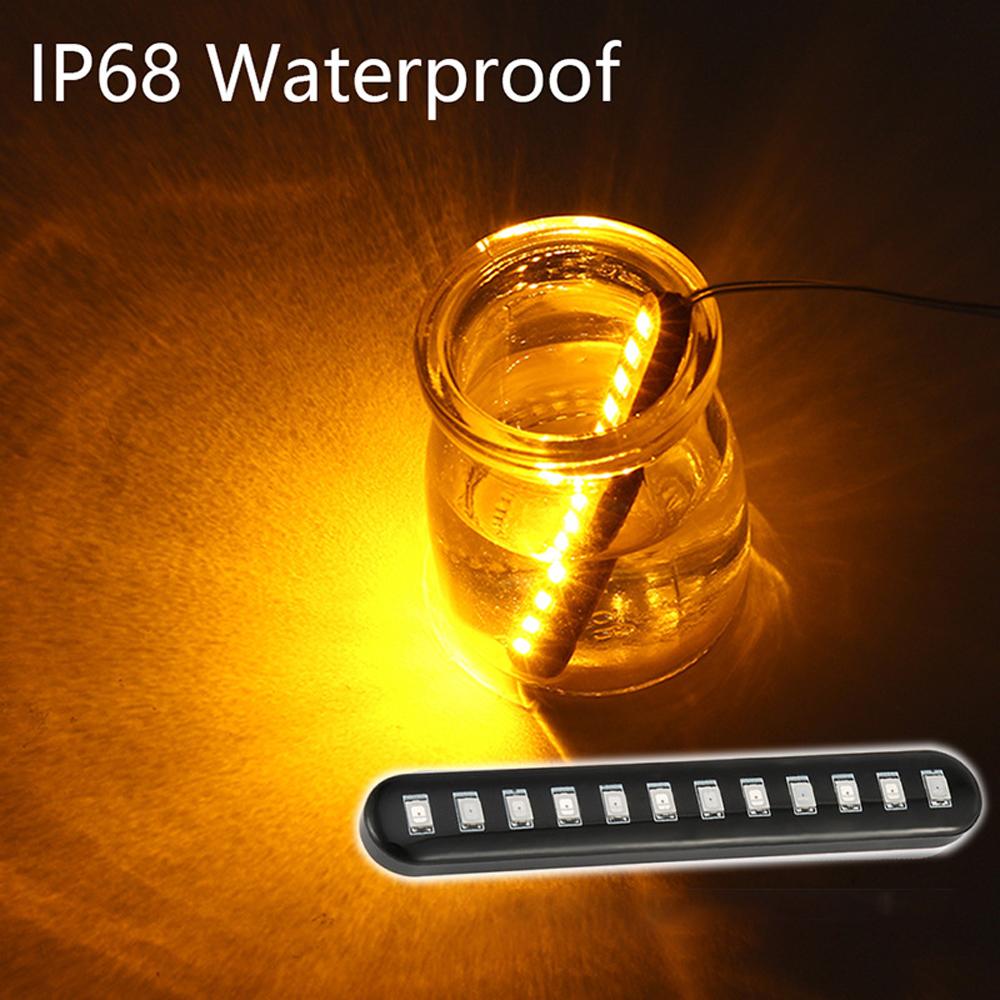 Universal Motorcycle Turn Signal Light 12 LEDs Flowing Water License Plate Lights Sequential Tail Running Lamp IP68 Waterproof