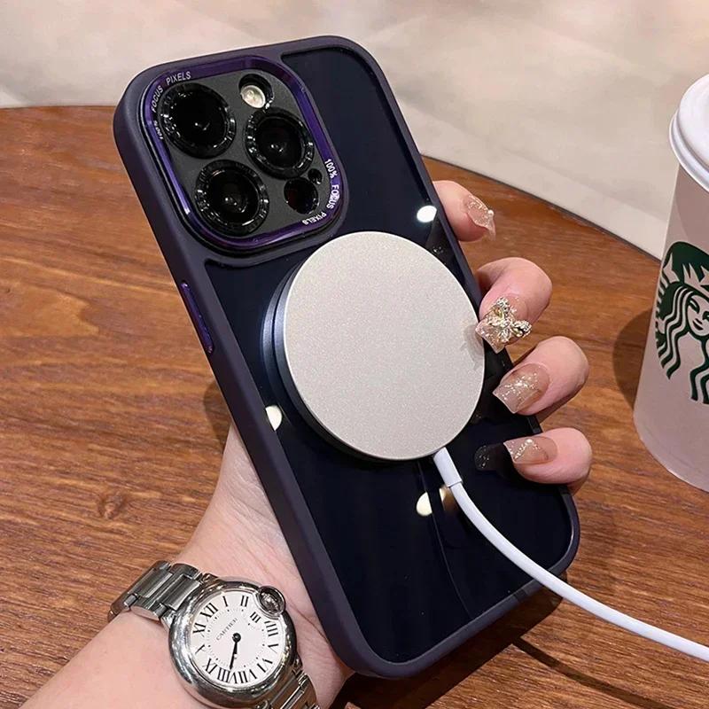 Luxury Magnetic Metal Lens Bumper Protection Case For iPhone 17 16 15 14 13 12 11 Pro Max Plus Wireless Charge Hard Clear Cover