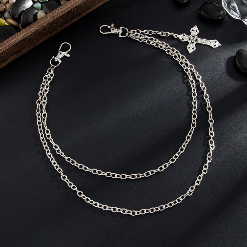 Pearl Cross Jeans Chain Zinc Zinc Zinc Alloy Metal Waist Chain Star Pendant Pants Chain Jeans Accessories