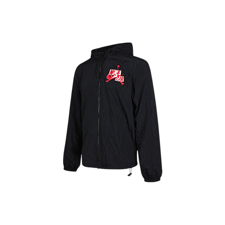 Jordan Ветровка Jumpman с полной молнией спереди и капюшоном, мужская верхняя одежда, черная CN3824-010