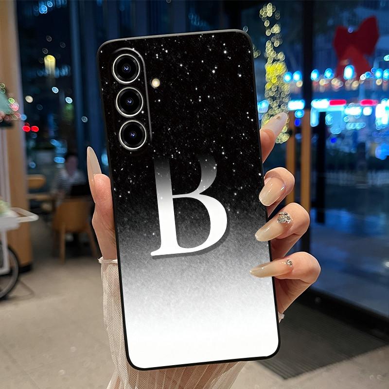 Чехол для ZTE Blade V80 Max/Nubia V80 Max, Желейно-черный, Защита от царапин, Мягкий корпус, Красивая первая буква с цветочным узором, Чехол