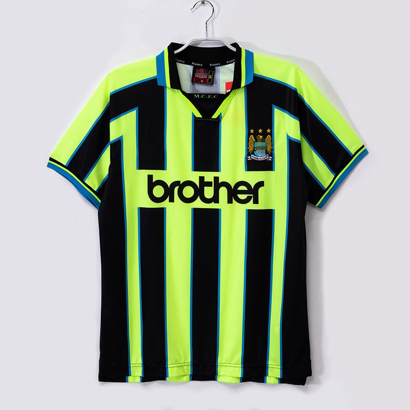 97-98 Manchester City retro jersey No. 17 Sun Jihai 16 Aguero 15 Harland 07-08 long short-sleeved football jersey
