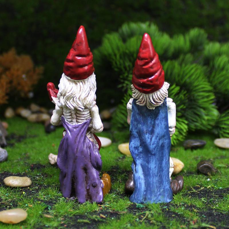 Скелет Хэллоуин Музыка Гном Смола Статуэтка Ручная Работа Дизайн с Гитарой и Саксофоном