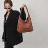 Solid Color Bucket Shoulder Bag Large Capacity Women Handbag Elegant PU Leather Tote Bag  Commute