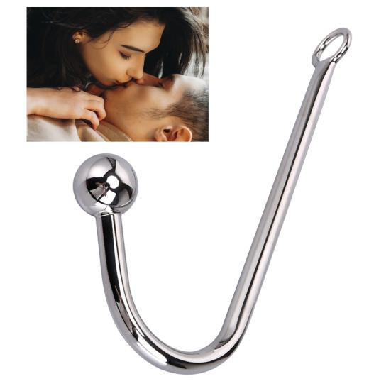 Stainless Steel Anal Hook Fetish Bondage Hook Sex Toys Solid Single Ball Rope Hook Unisex Adults Sex Games Bondage Fetish Toy for Couple Lovers