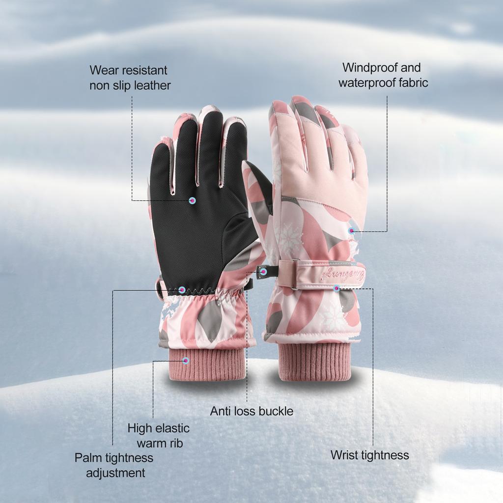 Ski Gloves Autumn and Winter Warm Cycling Gloves Girls Outdoor Windproof Waterproof Touch Screen