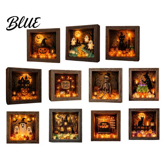 Готический Shadow Box Ночник DIY Подсвечиваемый Хэллоуин Призрак Набор Деревянная Рамка Светодиодный Теплый Свет 3D Картина Набор для Творчества Память с Хрустальным Стеклянным Панелью,
