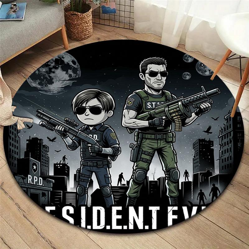 Resident Evil Round Area Rug Carpet Rug For Living Room Bedroom Sofa Playroom Decor Nonslip Floor Mat