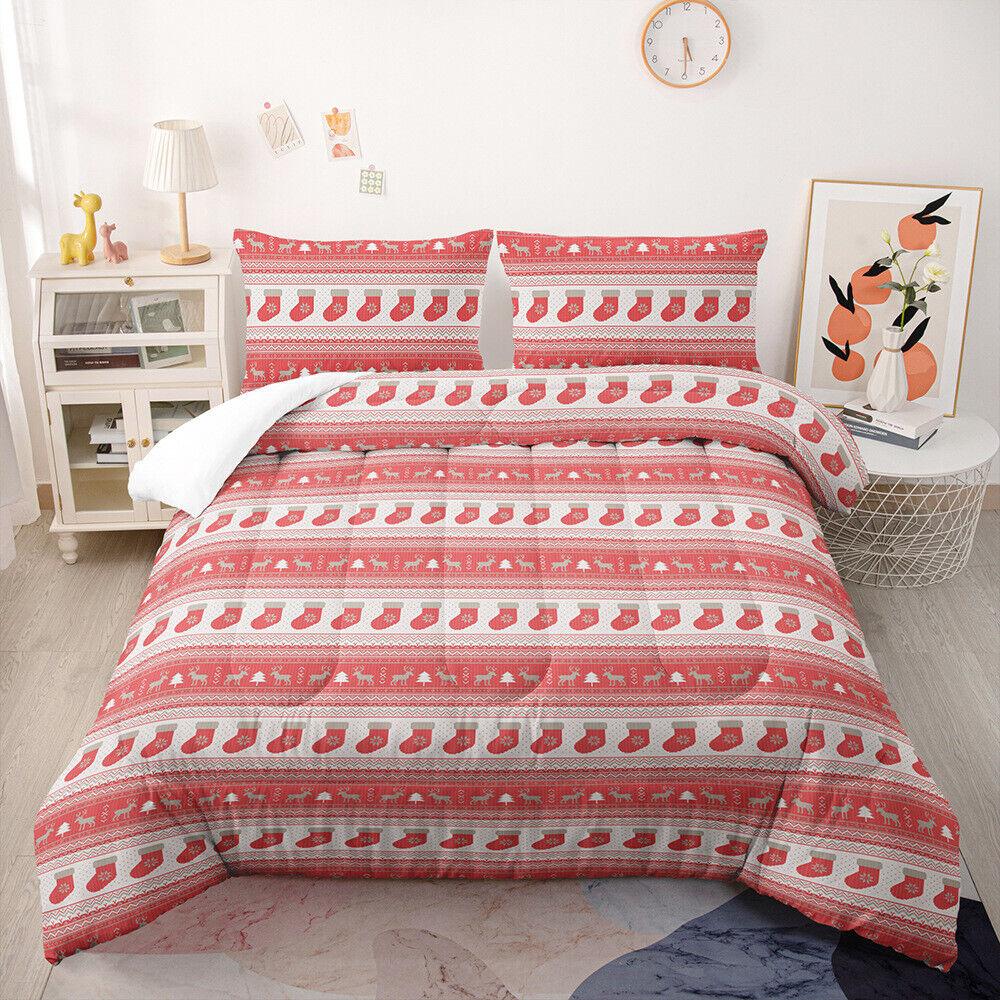 Рождественская коллекция, трехсекционное постельное белье с принтом, наволочка, пододеяльник