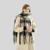 Winter Mohair Plaid Fringed Scarf Women's Thickened Warm High-end Scarf Simple Versatile Fashion Scarf