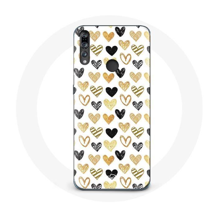 Coque pour Huawei p30 lite Fond de texture abstraite coeurs noirs
