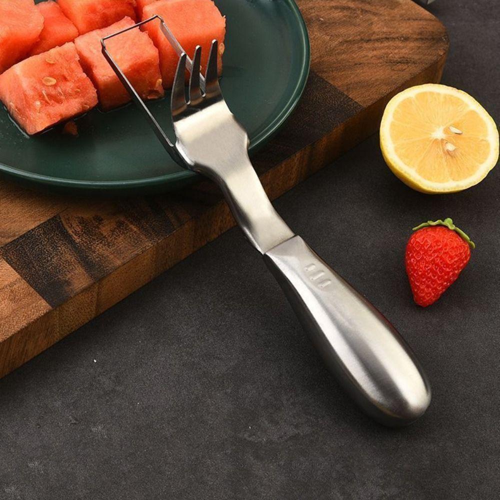 Rust-proof Watermelon Fork Cutter Stainless Steel Fruit Digging Tool Watermelon Cube Cutter  Summer