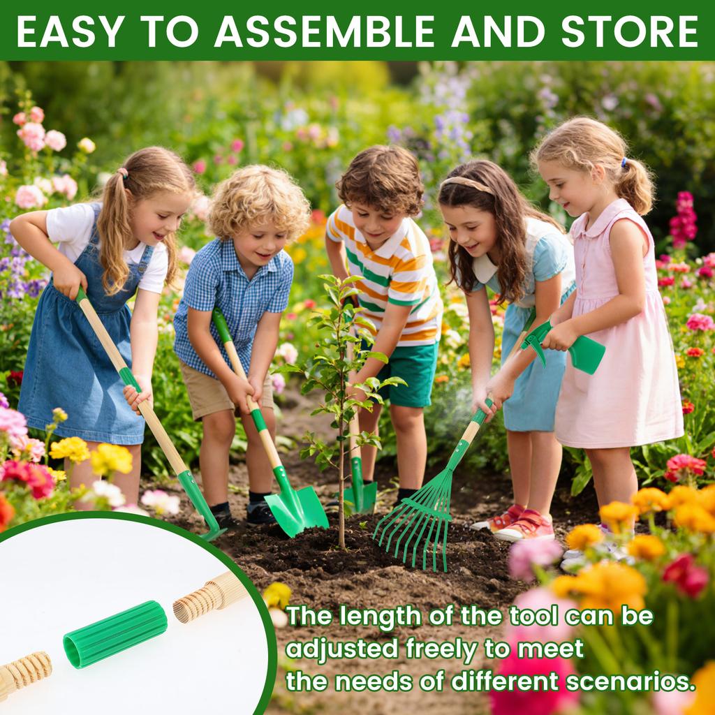 6/7Pcs Kids Gardening Tools Set Metal Rustproof Gardening Planting Tools with Wood Handle Educational Toddler Outdoor Garden Toy