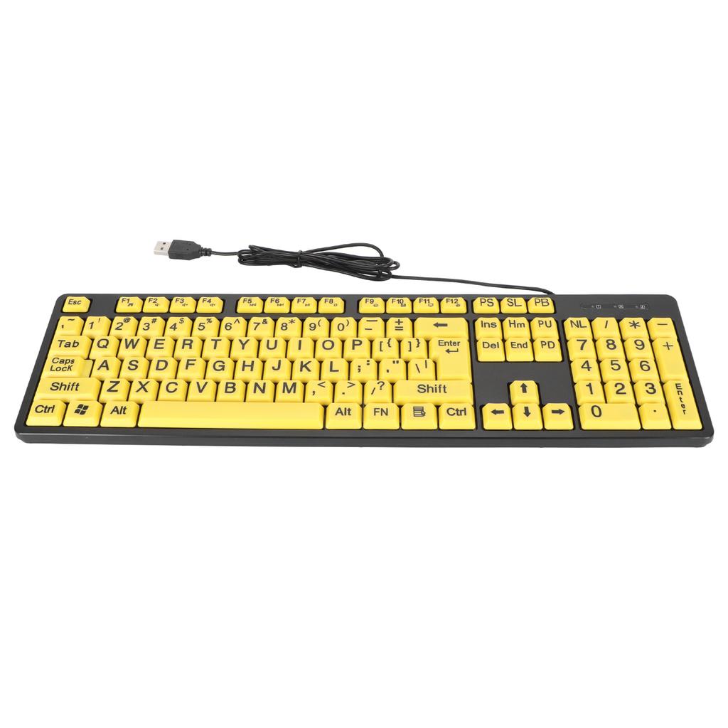 104 Keys Large Print Computer Keyboard USB Wired Keyboard for Students Elderly Visually Impaired Individuals