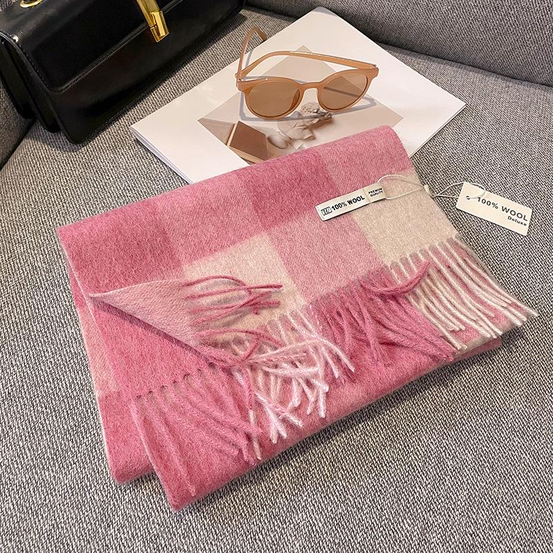 Small Wool Checkerboard Simple Winter Versatile Warm Scarf Female Scarf Student Style