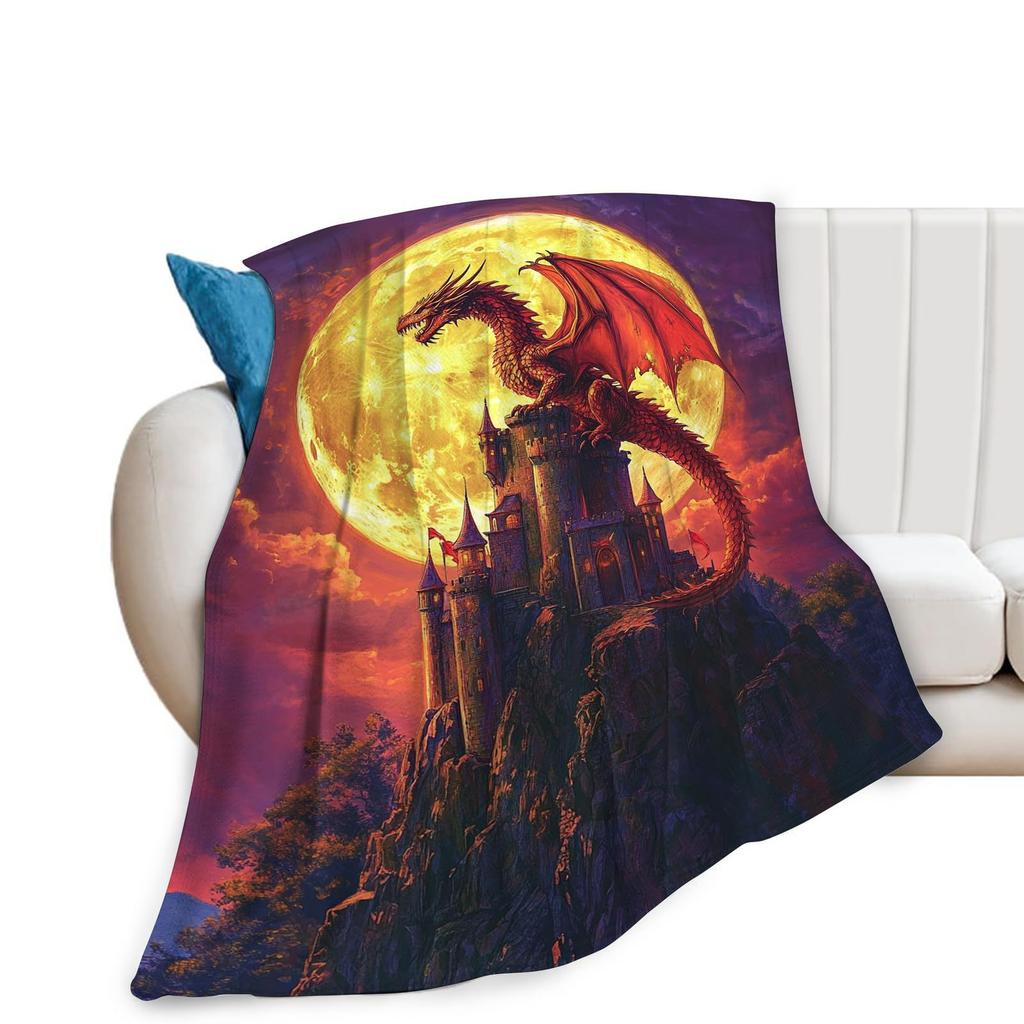 Cool black gold dragon blanket soft flannel blanket living room bedroom sofa office decoration blanket