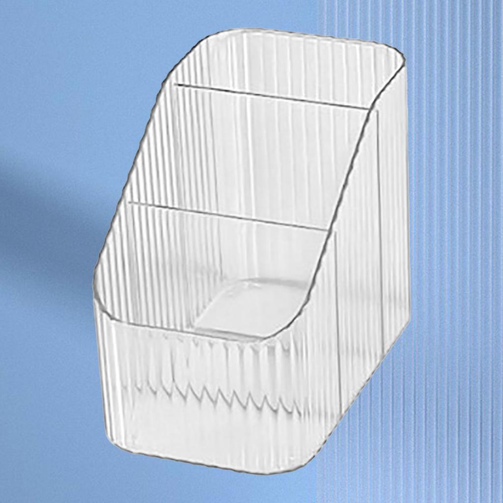 Pen Holder with 3 Compartments PP Transparent Makeup Brush Holder Desktop Stationery Organizer for