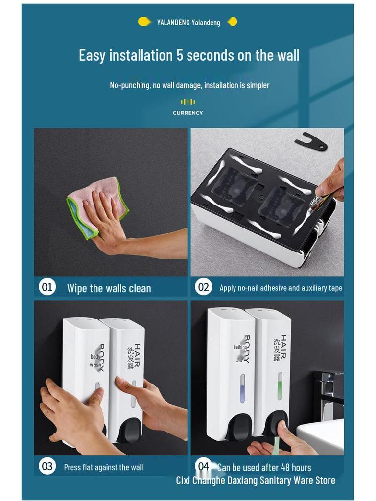 Dual-Head Wall-Mounted Soap Dispenser for Hotels and Guest Houses