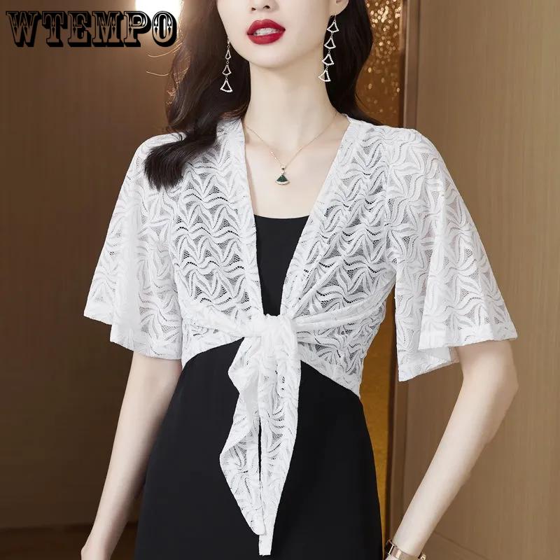 WTEMPO Женские повседневные однотонные кружевные солнцезащитные шали пальто весна-лето повседневные универсальные тонкие дышащие кардиганы