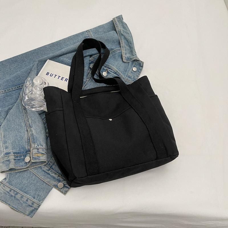 Корейский нишевый дизайн, новая холщовая сумка-тоут, повседневная однотонная сумка, модная большая вместительная ручная сумка через плечо