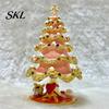 Small Earring Storage Box Christmas Tree Jewelry Box, Enamel Inlay Alloy Organizer, Desktop Ornament Compact Decorative for Dressing Table Home Decor
