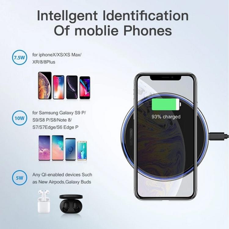 WX-70 Ультратонкое беспроводное зарядное устройство мощностью 15 Вт Зеркальное беспроводное зарядное устройство для мобильного телефона