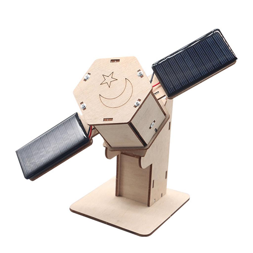 Kids 3D Wooden Puzzles Solar Power STEM Toy DIY Space Satellite Model Craft Educational Science Building Kit