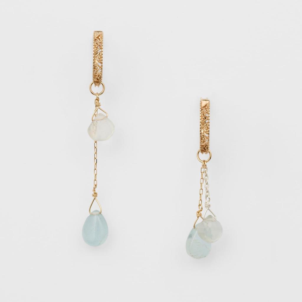 Серьги [Агат] K10/Серебро Аквамарин/Лунный камень Подвеска 1024411737698999