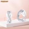 Naniwaai Earrings for High Quality Painless 925 18K Platinum for White Day Women, Popular, Zirconia, Earrings, Silver, Twisted, Hypoallergenic, Gold,