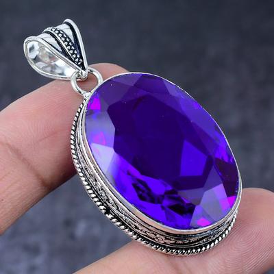 Подвеска из стерлингового серебра 925 пробы с розовым аметистом, ручная работа, 2,17 дюйма, A4u85