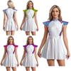 Women's Alien Cosplay Costume S-4XL - Outer Space Cutie Glitter A-line Dress with Cap Sleeves for Halloween Party